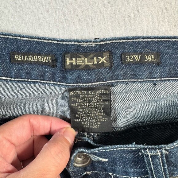 Helix Jeans Mens 32 Blue Straight Leg Mid Rise Dark Wash - Picture 3 of 10